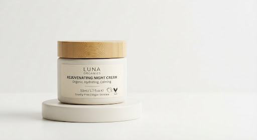 Minimal cosmetic jar product photograph