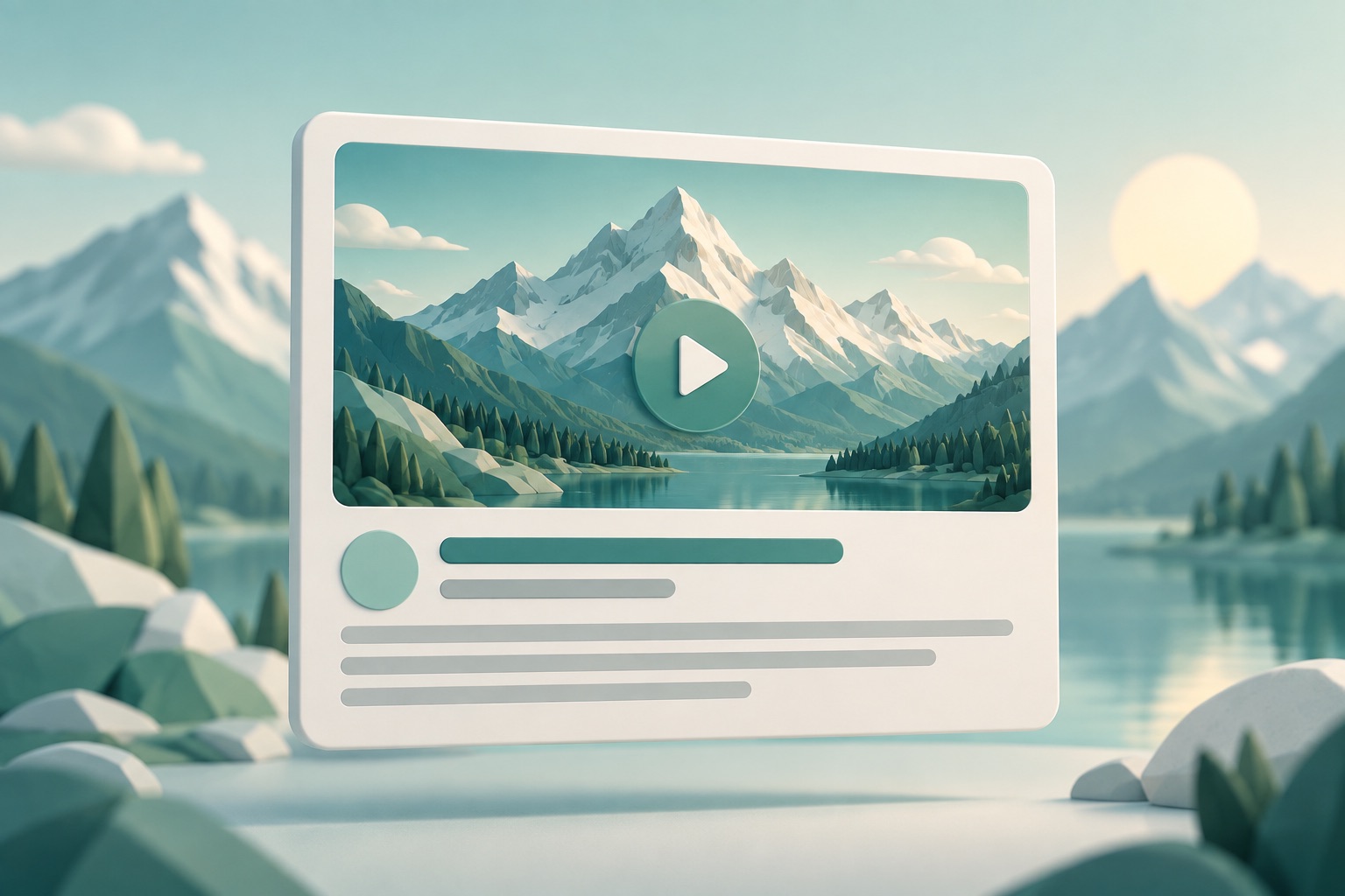 Video publishing card with title and description lines